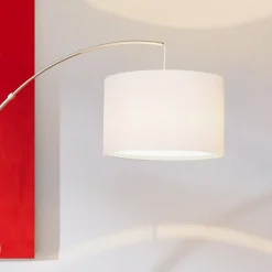 Clarie gulvlampe, hvid, jernfarvet, 180 cm, stof/metal