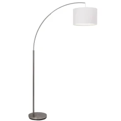 Clarie gulvlampe, hvid, jernfarvet, 180 cm, stof/metal