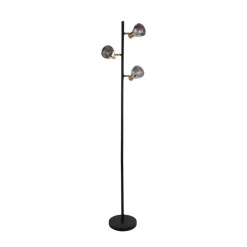 Classy 3 lyskilder gulvlampe, røget glas