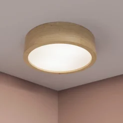 Cleo loftlampe, Ø 28 cm, 2 lyskilder, egetræ, E27