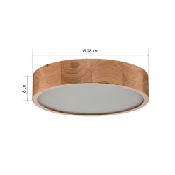 Cleo loftlampe, Ø 28 cm, 2 lyskilder, egetræ, E27
