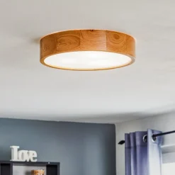 Cleo loftlampe, Ø 38 cm, 3 lyskilder, egetræ, E27