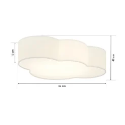 Cloud loftlampe, hvid, tekstil, længde 62 cm, E27, 4 lyskilder.
