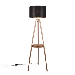 Colette gulvlampe, trebenet fod, kaffe/sort