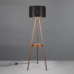 Colette gulvlampe, trebenet fod, kaffe/sort