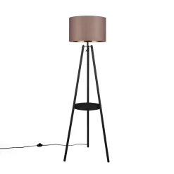 Colette gulvlampe, trebenet fod, sort/gråbrun