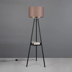 Colette gulvlampe, trebenet fod, sort/gråbrun