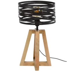 Crossround-bordlampe med trefod i træ