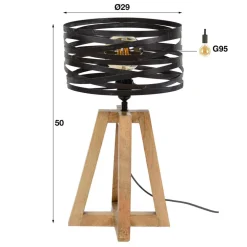 Crossround-bordlampe med trefod i træ