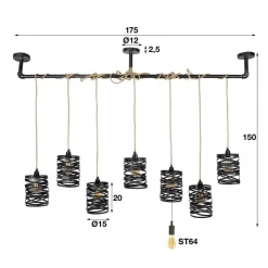 Crossround-pendel med 7 spiralformede skærme