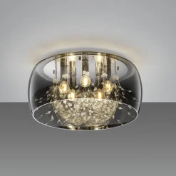 Crystel loftslampe af glas, krom, Ø 50 cm