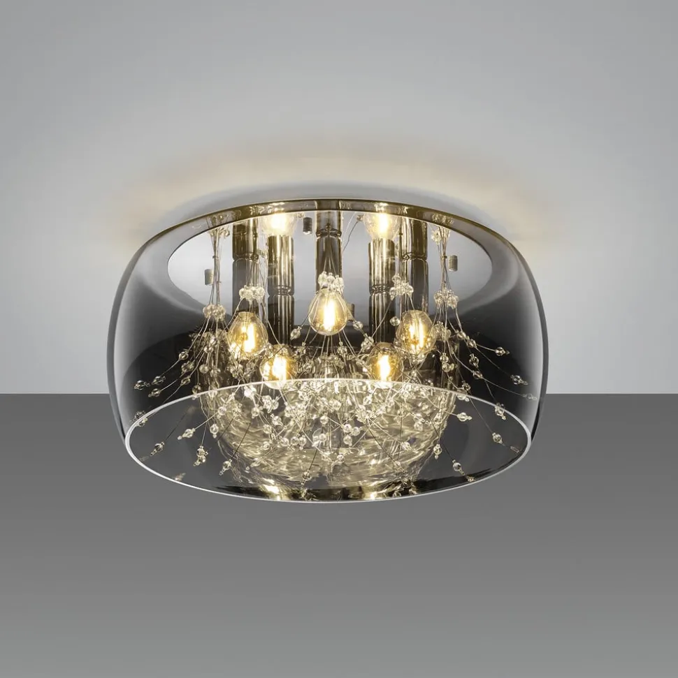 Crystel loftslampe af glas, krom, Ø 50 cm