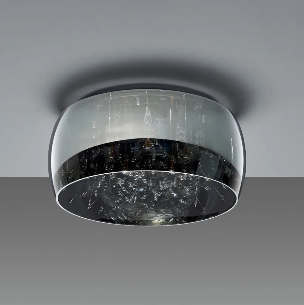 Crystel loftslampe af glas, krom, Ø 50 cm