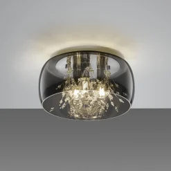 Crystel loftslampe af glas, krom, Ø 34 cm