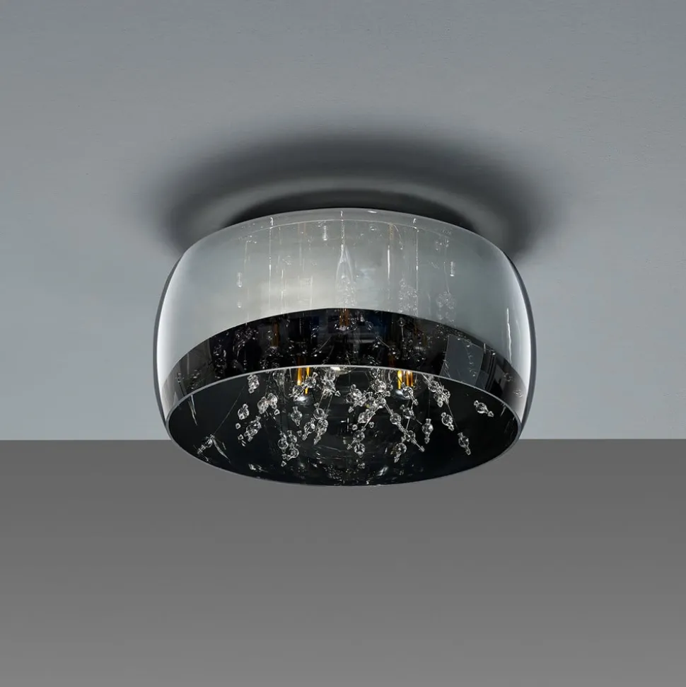 Crystel loftslampe af glas, krom, Ø 34 cm