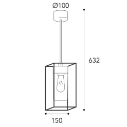 Cubic³ 3368 hængelampe antik messing/klar