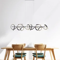Curls LED-hængelampe, sort, metal, 99 cm lang, dæmpbar