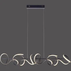 Curls LED-hængelampe, sort, metal, 99 cm lang, dæmpbar