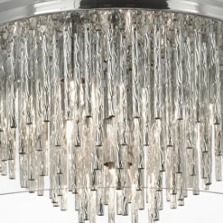 Curva loftlampe af glas med alu-spiraler
