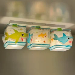 Dalber Little Shark loftlampe, havmotiv 3 lyskilde