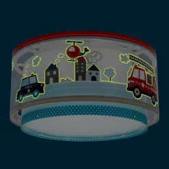 Dalber Police loftlampe, blå/hvid, Ø 33 cm