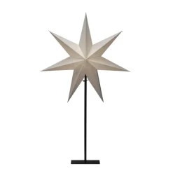 Dekolampe papirstjerne, 7-takket, hvid højde 80 cm