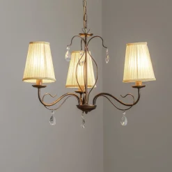 Delia lysekrone, bronzefarvet, 3-lys, Ø 60 cm