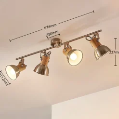 Dennis loftlampe med træ, 4 lyskilder.