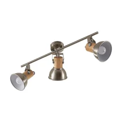 Dennis loftlampe med træ, 3 lyskilder, aflang
