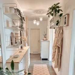 Designer pendellampe Acorn, hvid og poleret kobber