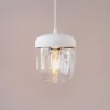 Design pendellampe Acorn, hvid og messing