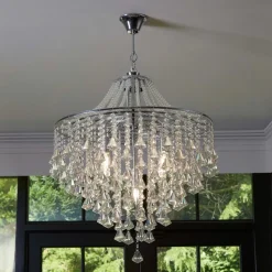 Dorchester lysekrone, krystalglas, 5 lyskilder, Ø 64 cm, E14