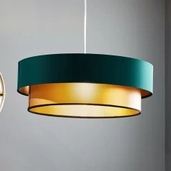 Dorina hængelampe, grøn/guld Ø 60cm