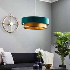 Dorina hængelampe, grøn/guld Ø 60cm