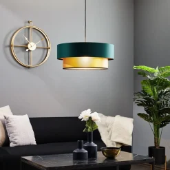 Dorina hængelampe, grøn/guld Ø 50cm