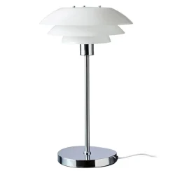 Dyberg Larsen DL31 bordlampe, glasskærm, krom