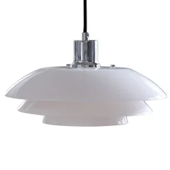 Dyberg Larsen DL31 hængelampe, glasskærm, krom