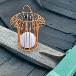 Dyberg Larsen LED-bordlampe Kurv, terracotta, metal