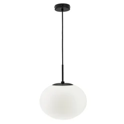 Dyberg Larsen Princess hængelampe, opal/sort, Ø 28 cm