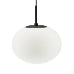 Dyberg Larsen Princess hængelampe, opal/sort, Ø 28 cm