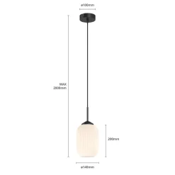 Dyberg Larsen Riflet pendellampe i glas, Ø 14 cm