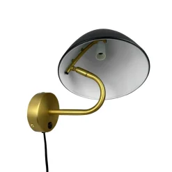 Dyberg Larsen væglampe Oulu, sort/messing, Ø 20,3 cm