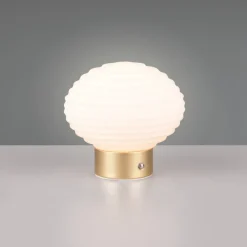 Earl LED genopladelig bordlampe, sort/røget, højde 14,5 cm, glas