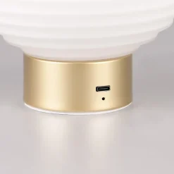 Earl LED genopladelig bordlampe, sort/røget, højde 14,5 cm, glas