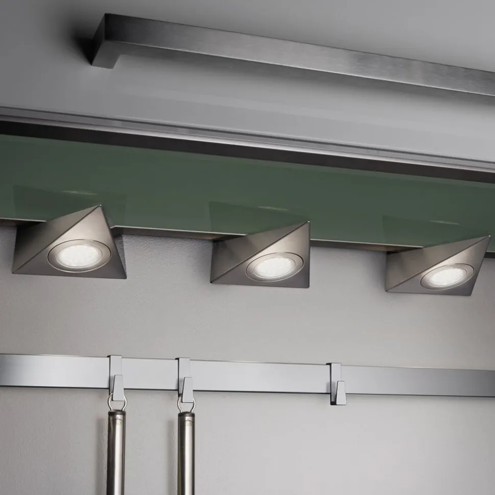 Ecco LED-underskabsbelysning, sæt med 3, nikkel