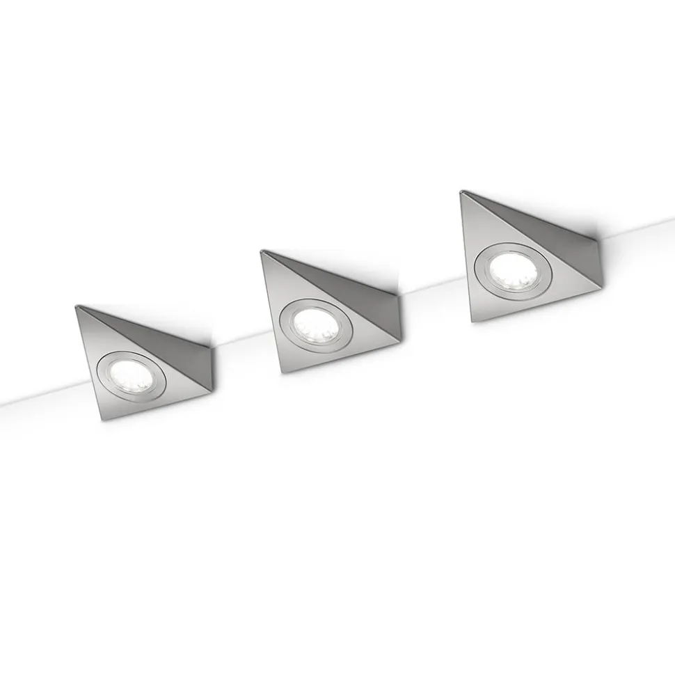 Ecco LED-underskabsbelysning, sæt med 3, nikkel