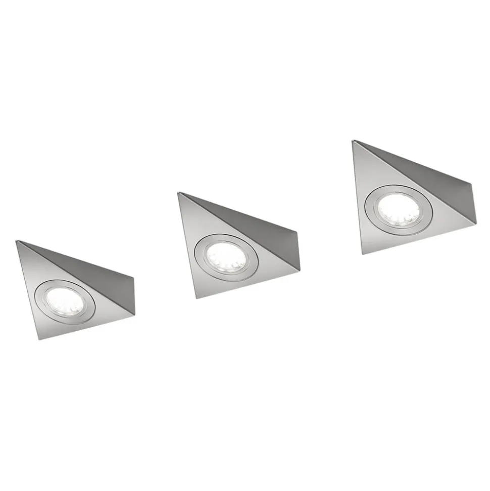 Ecco LED-underskabsbelysning, sæt med 3, nikkel