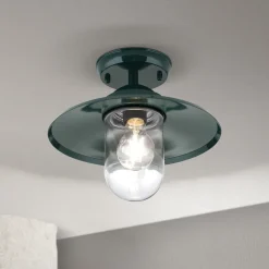 Edward udendørs loftlampe, grøn, Ø 27,5 cm, aluminium/glas