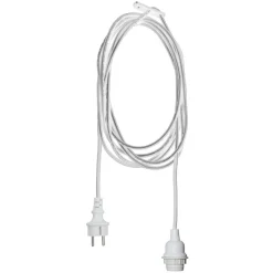 E27-fatning med Ute-kabel, 2,5 m, hvid