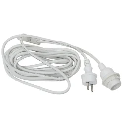 E27-fatning med Ute-kabel, 5 m, hvid